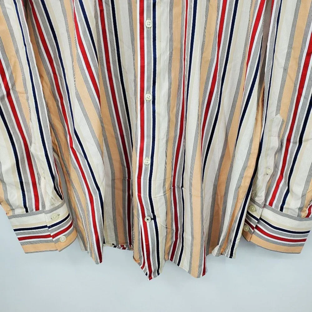Banana Republic Orange and Red Striped Men's Collared Dress‎ Shirt XL 17 - 17.5